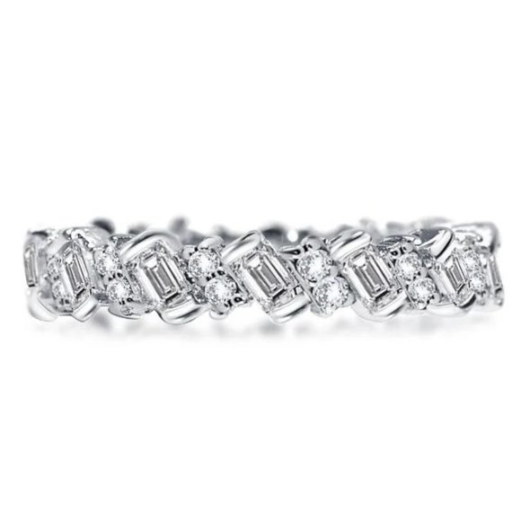 🍁Fashion Dainty Shiny Gems Zircon Silver Eternity Ring for Women, MARR9108 - Picture 1 of 7